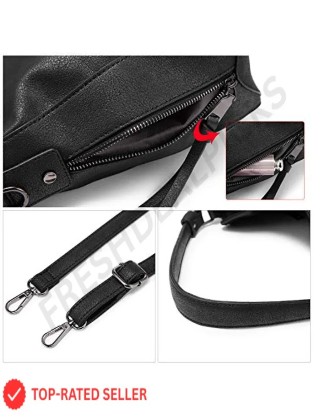 Women's Hobo Crossbody Bag Faux Leather Large Capacity Multi-Pocket Adjustable
